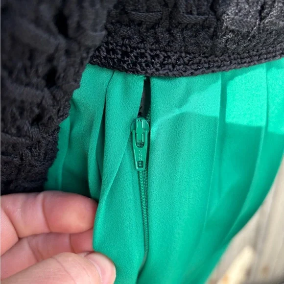 Vintage Chaus Green Pleated Skirt Sz 10 - Picture 4 of 7